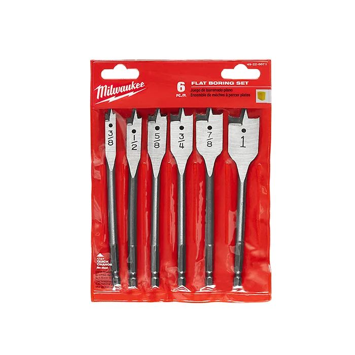 Image of Milwaukee Flat Boring Bit 6" Universal Set - 6PC