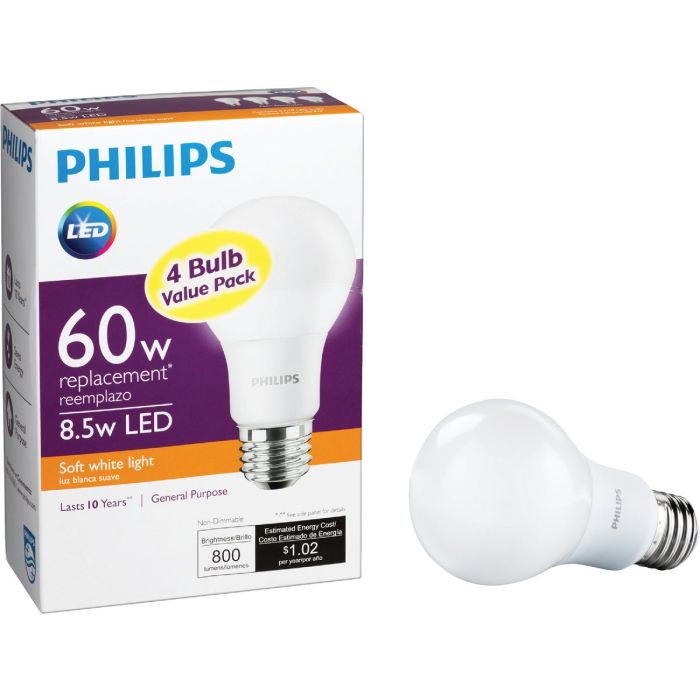 4pk 60w A19 Sw Led Bulb