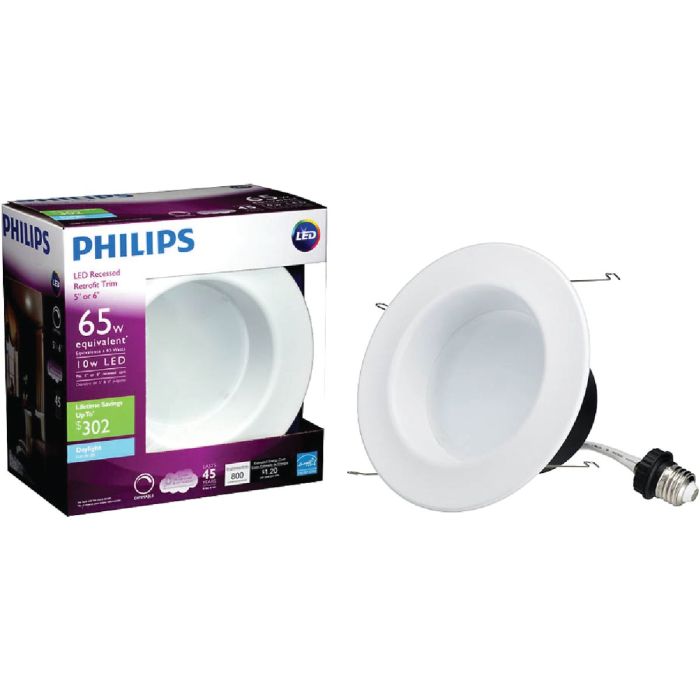 Philips 5 In. Retrofit IC/Non-IC Rated White LED Recessed Light Kit, Daylight