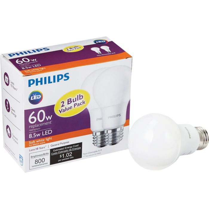 2pk 8.5w A19 Sw Led Bulb