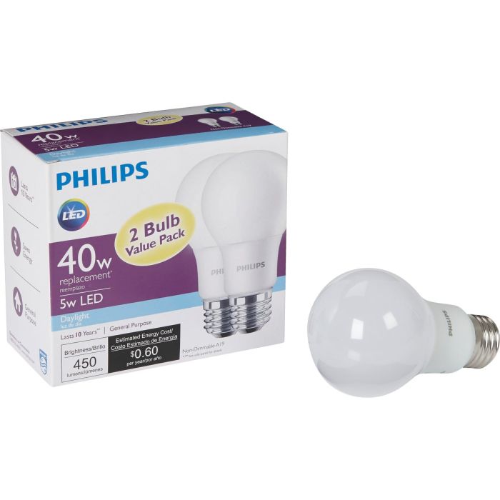 2pk 5w A19 Dl Led Bulb