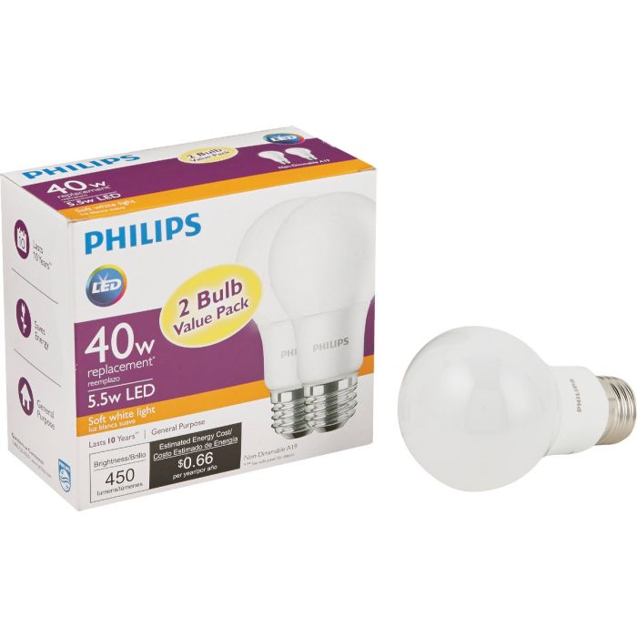 2pk 5.5w A19 Sw Led Bulb