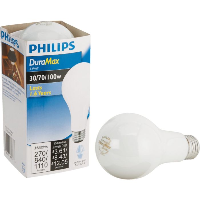 Philips Duramax 30/70/100W Frosted Soft White Medium Base A21 Incandescent 3-Way Light Bulb