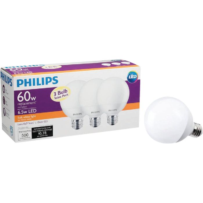 3pk Led 60w G25 Sw Bulb