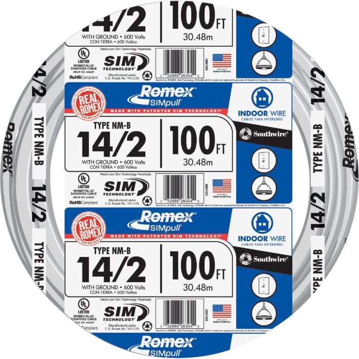 Romex 100 Ft. 14/2 Solid White NMW/G Electrical Wire