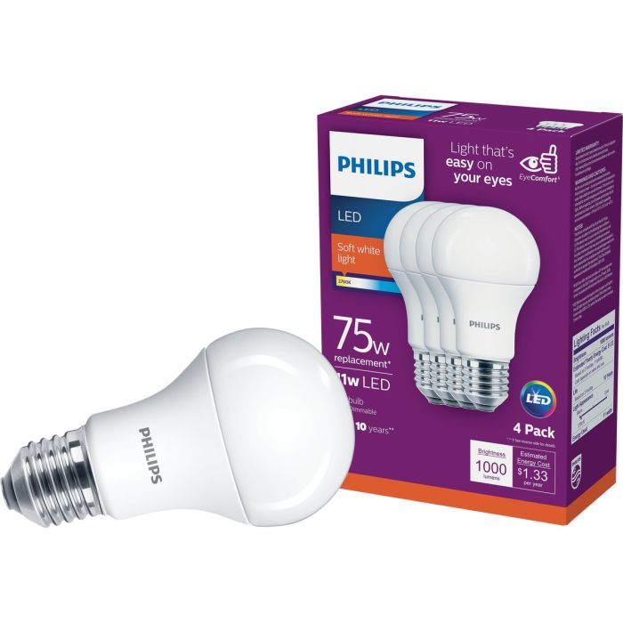 4pk 75w A19 Sw Led Bulb