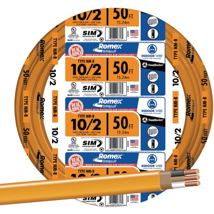 Romex 50 Ft. 10/2 Solid Orange NMW/G Electrical Wire