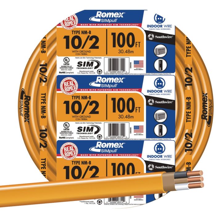 Romex 100 Ft. 10/2 Solid Orange NMW/G Electrical Wire