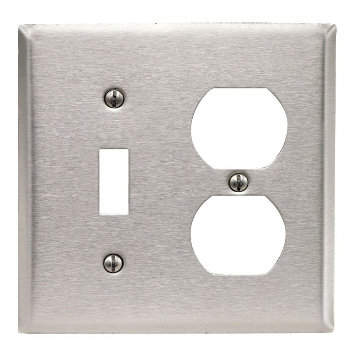 Leviton 2-Gang Stainless Steel Single Toggle/Duplex Outlet Wall Plate