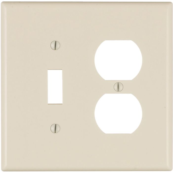 Leviton Mid-Way 2-Gang Thermoset Single Toggle/Duplex Outlet Wall Plate, Light Almond