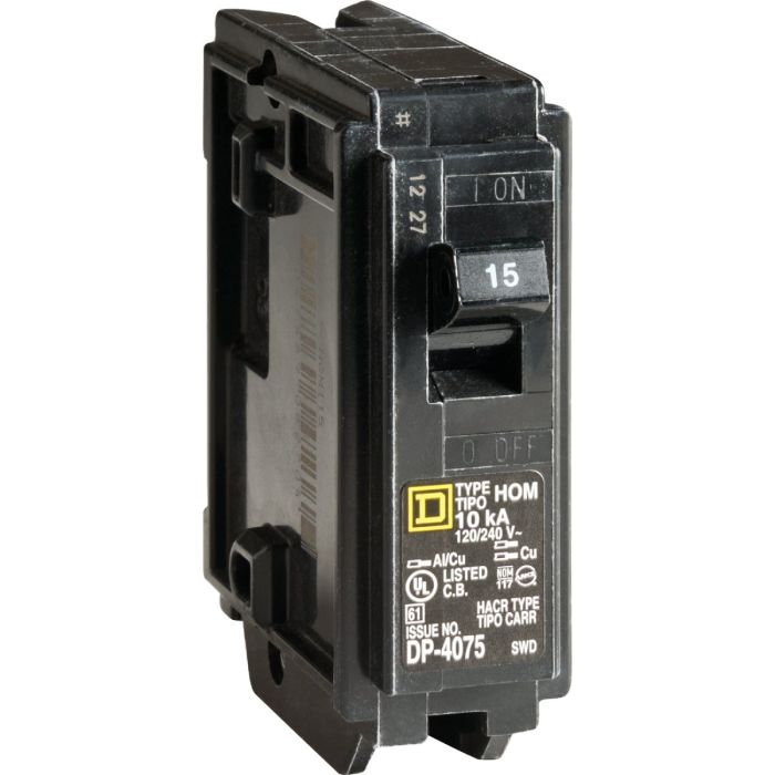 Square D Homeline 15A Single-Pole Standard Trip Circuit Breaker