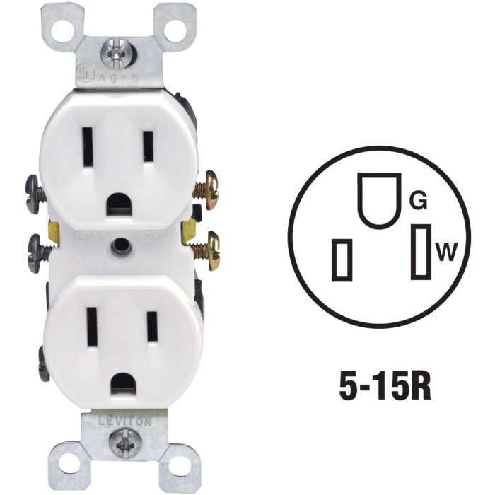 15a-125v Grnd Outlet Wht