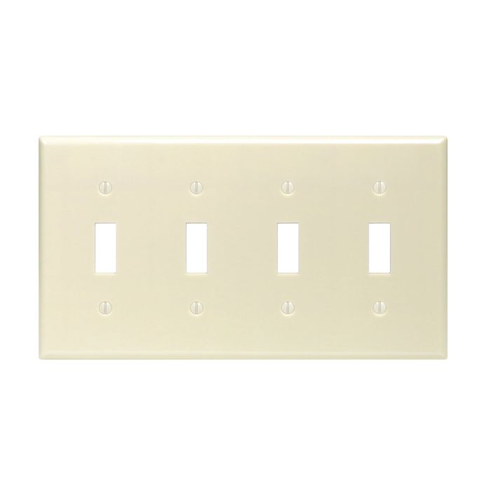 Leviton 4-Gang Plastic Toggle Switch Wall Plate, Ivory