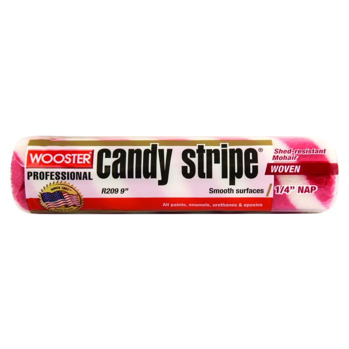 9" x 1/4" Nap Wooster R209 Candy Stripe Professional Woven Mohair Roller Cover