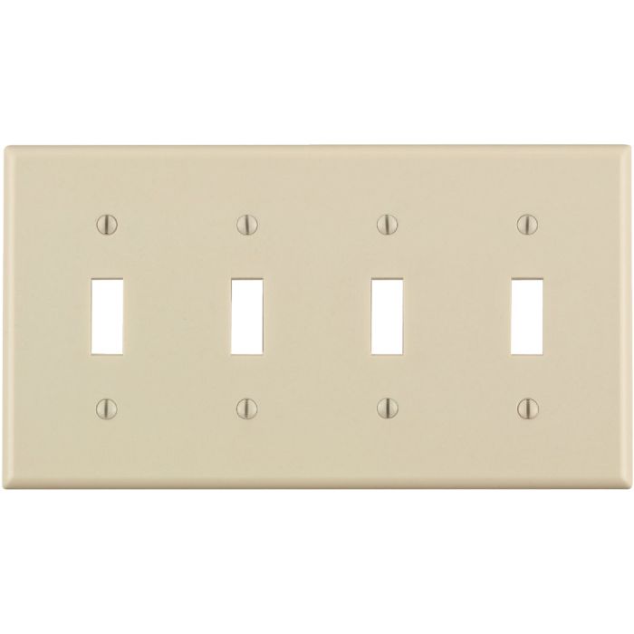 Leviton 4-Gang Plastic Toggle Switch Wall Plate, Light Almond