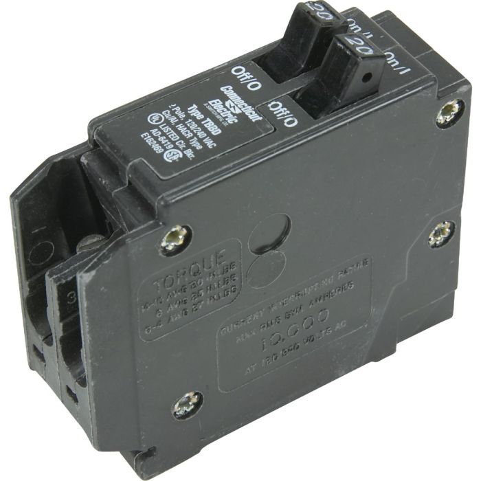 Connecticut Electric 20A/20A Twin Single-Pole Standard Trip Interchangeable Packaged Circuit Breaker