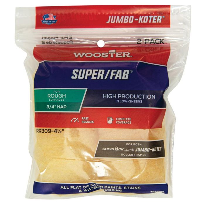 4-1/2" x 3/4" Nap Wooster RR309 Jumbo-Koter Super/Fab Mini-Roller Cover, 2-Pack