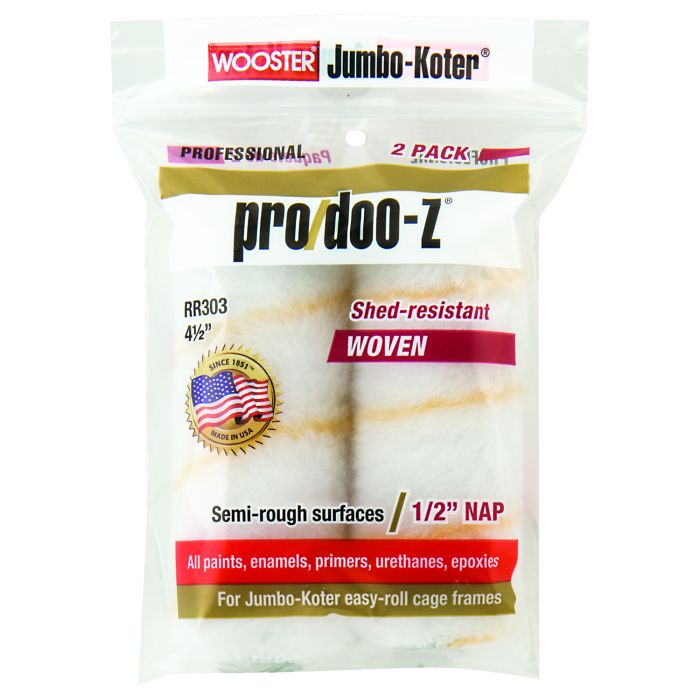 4-1/2" x 1/2" Nap Wooster RR303 Jumbo-Koter Pro/Doo-Z Mini-Roller Cover, 2-Pack