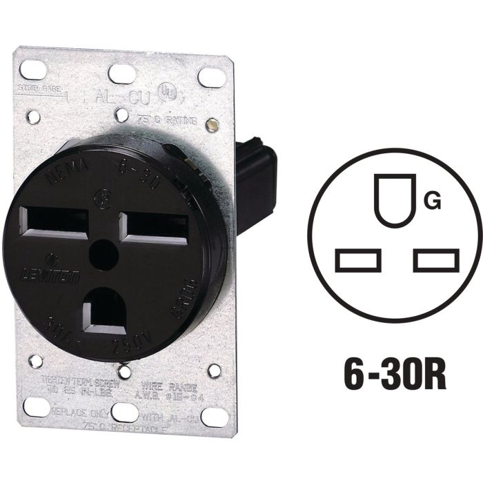 30a Flush Outlet 6-30r Blk