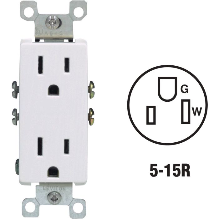 Decora 15a Grnd Outlet White