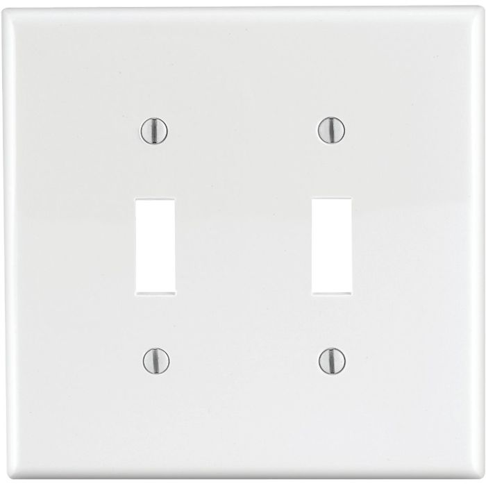 Leviton 2-Gang Thermoplastic Nylon Mid-Way Toggle Switch Wall Plate, White