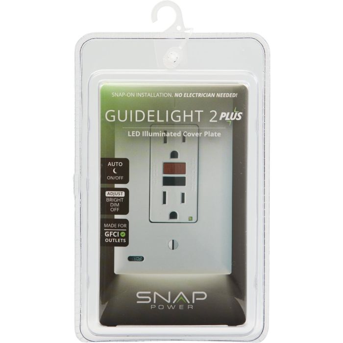 SnapPower GuideLight 2 PLUS 1-Gang GFCI Wall Plate, White