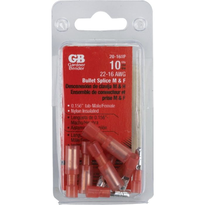 Gardner Bender 22 to 16 AWG Male/Female Fully-Insulated Bullet Connector Pair (10-Pack)