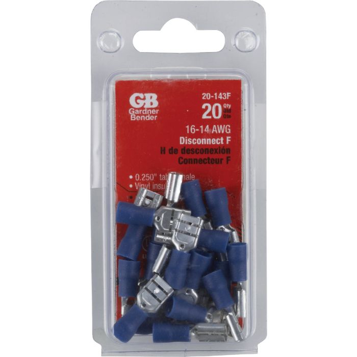 Gardner Bender 16 to 14 AWG Female Blue Vinyl-Insulated Barrel Disconnect (20-Pack)