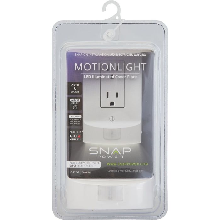 SnapPower MotionLight 1-Gang Decorative Wall Plate, White