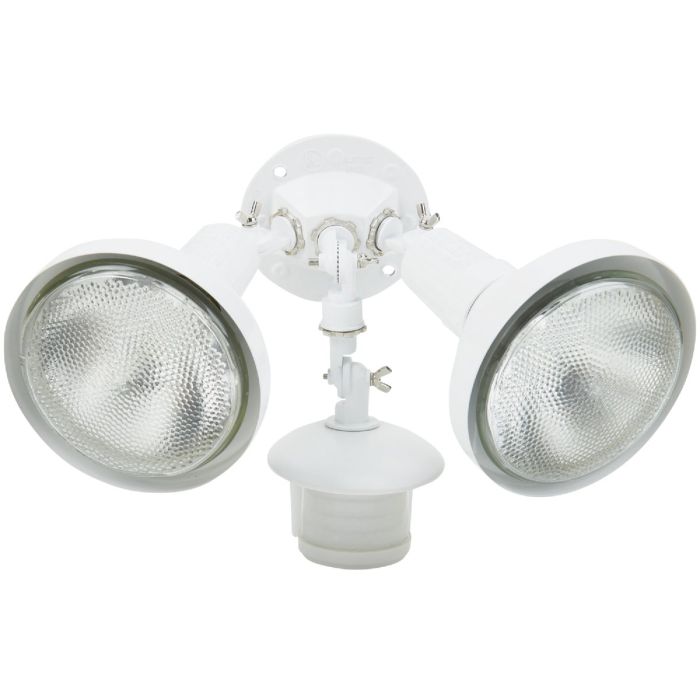 White Motion Sensing Dusk To Dawn Incandescent Floodlight Fixture