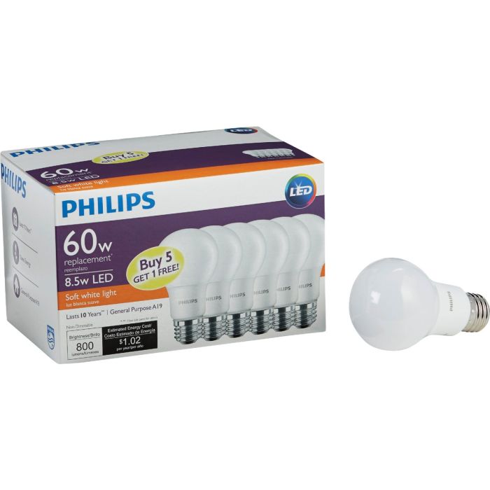 6pk 60w A19med Led Bulb