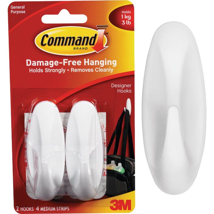 3M Command Medium Utility Designer Adhesive Hook (2-Pack)