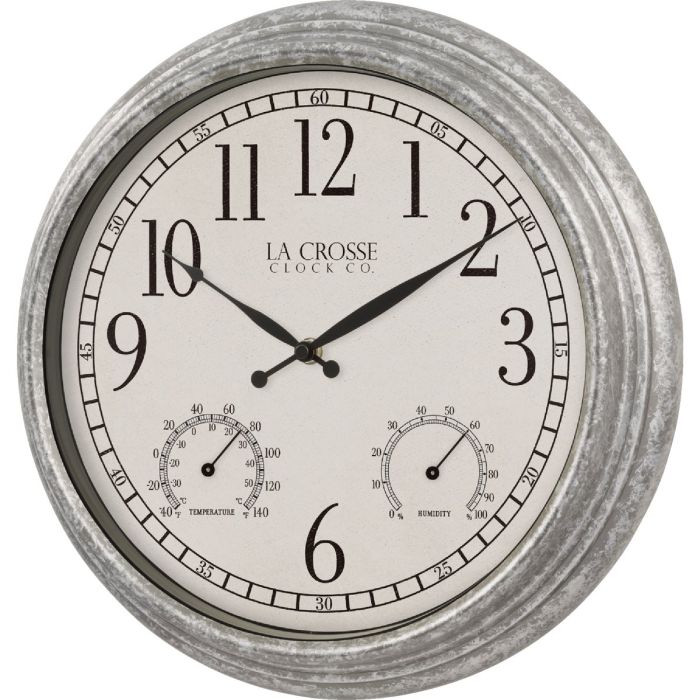 La Crosse Clock Co. 14 In. Silas Indoor/Outdoor Wall Clock with Temperature & Humidity