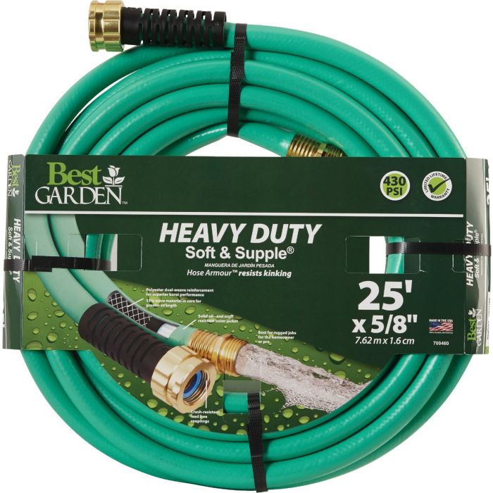 Best Garden 5/8 In. Dia. x 25 Ft. L. Heavy-Duty Soft & Supple Garden Hose