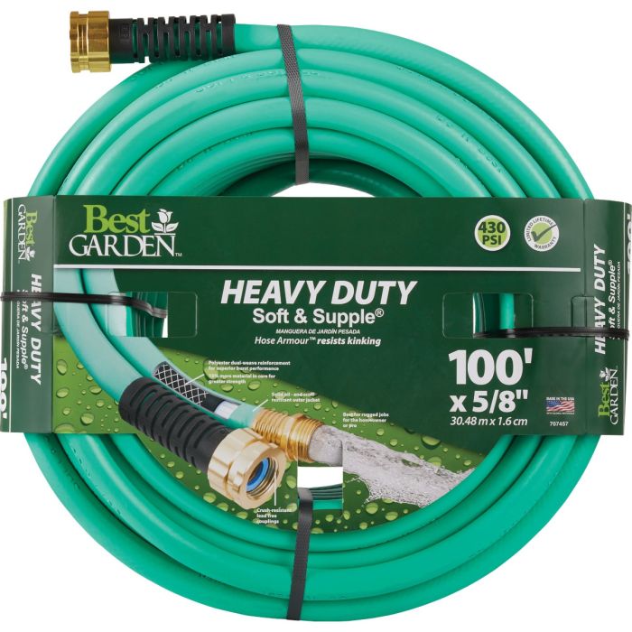 Best Garden 5/8 In. Dia. x 100 Ft. L. Heavy-Duty Soft & Supple Garden Hose