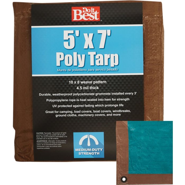 5x7 Br/Gr Med Duty Tarp