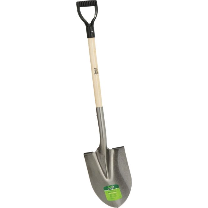 Rnd Pt Wood D-hdl Shovel