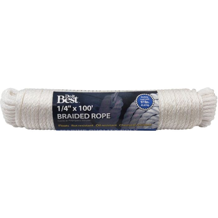 1/4x100'Wht Polybrd Rope