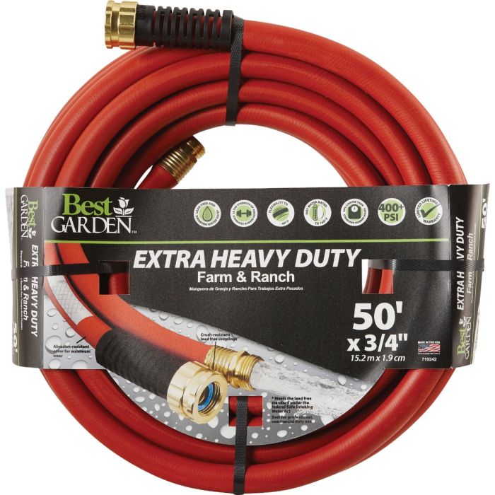 Best Garden Extra Heavy Duty Premium Rubber 3/4 In. Dia. x 50 Ft. L. Drinking Water Safe Hot Water Hose