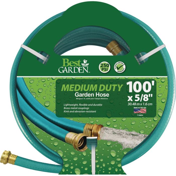 Best Garden 5/8 In. Dia. x 100 Ft. L. Medium-Duty Vinyl Garden Hose W/Guard-N-Grip