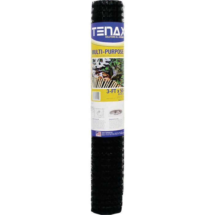 Tenax 3/4 In. x 1 In. Mesh 3 Ft. x 50 Ft. Black Multi-Purpose Net