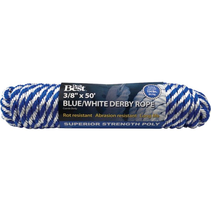 3/8x50' Blu/W Derby Rope