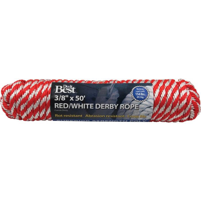 3/8x50' Red/W Derby Rope