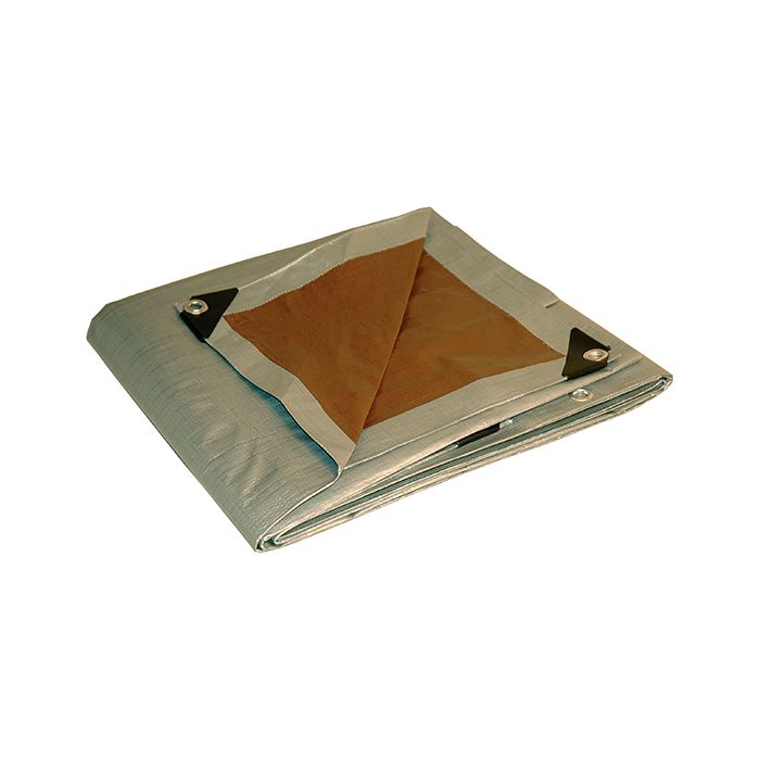 8' x 10' Foremost 20810 Silver/Brown Dry Top 10-Mil Heavy Duty Reversible Tarp