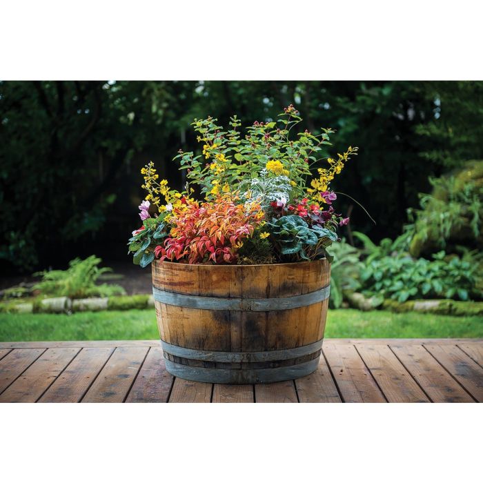 Real Wood Products 26 In. Half Oak Barrel Planter