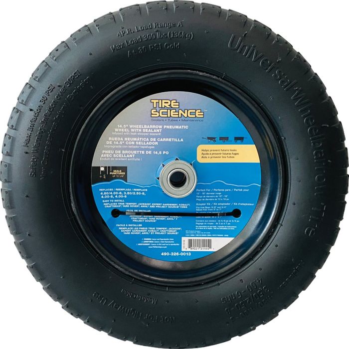 Tire Science 14.5 in. Air-Filled with Tire Sealant Wheelbarrow Wheel