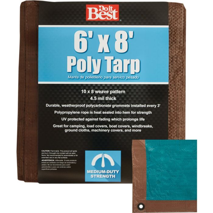 6x8 Br/Gr Med Duty Tarp