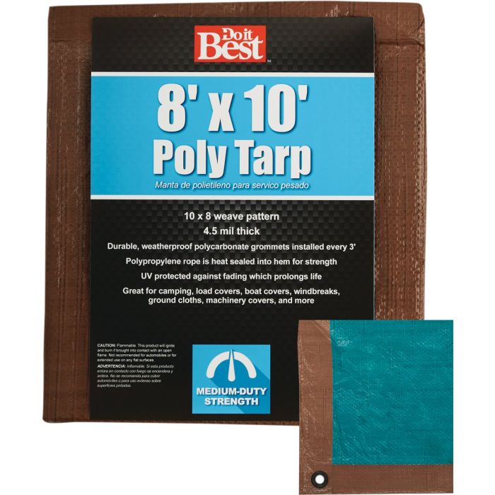 8x10 Br/Gr Med Duty Tarp