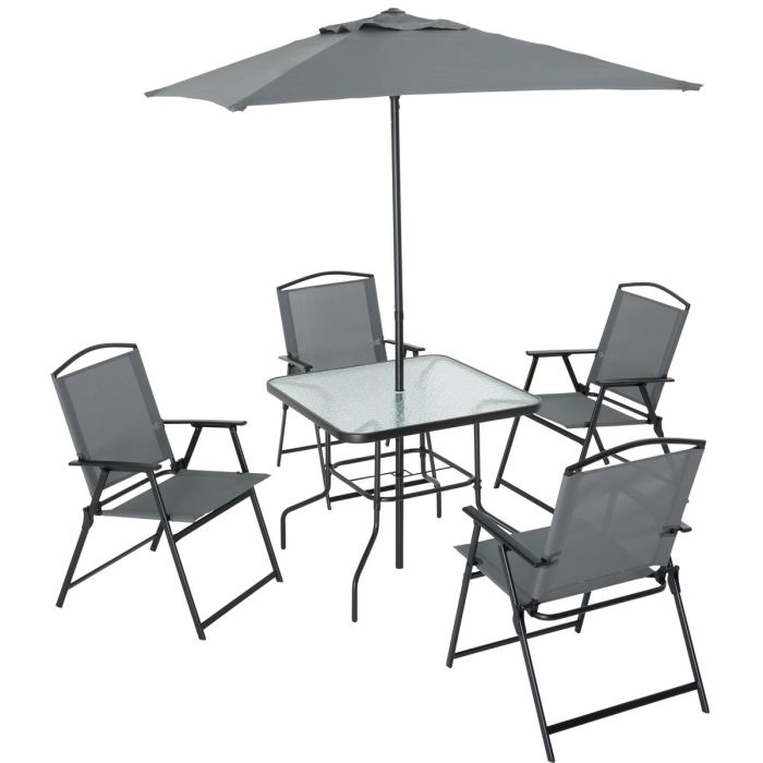 Outdoor Expressions 6-Piece Sling Dining Set with Umbrella