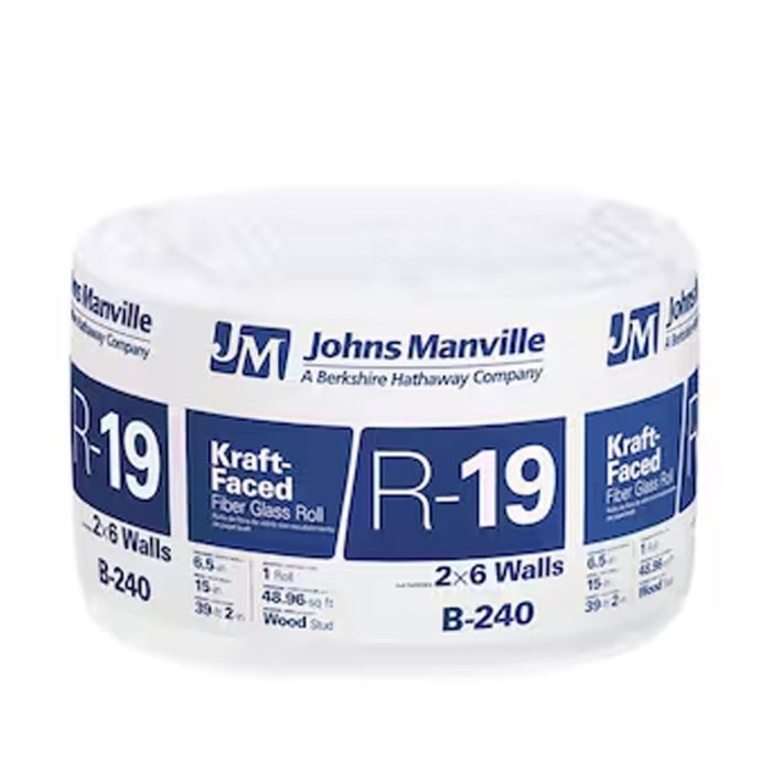 Image for R19 16" X 39' JOHNS MANVILLE ROLL KRAFT-FACED INSULATION 48.96 SF